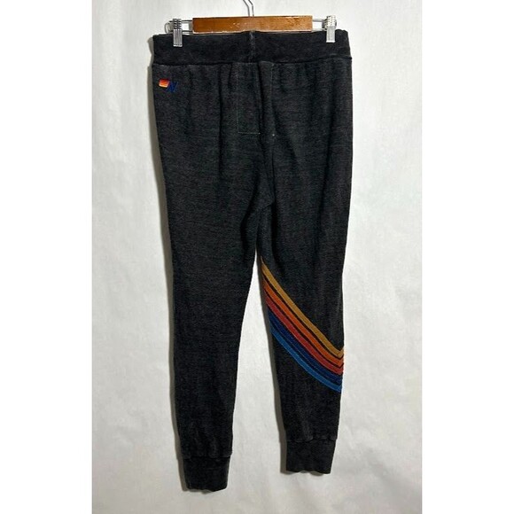 Aviator Nation Sweatpants Joggers M Gray Rainbow Stripe Mountain Pockets - Picture 3 of 13